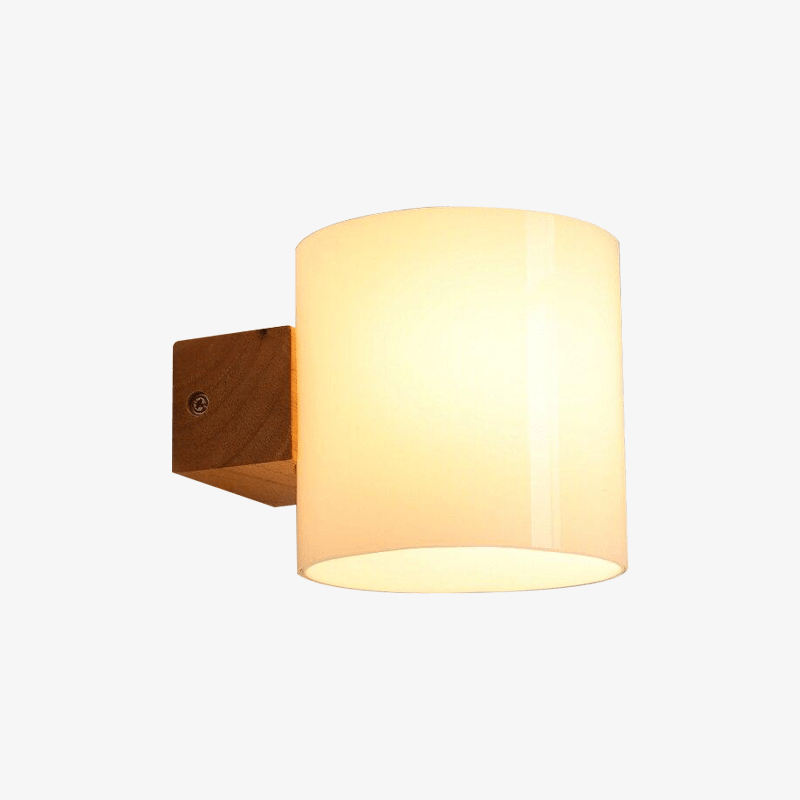 Krythall | Industrial Textured Wood And Frosted Glass Wall Light