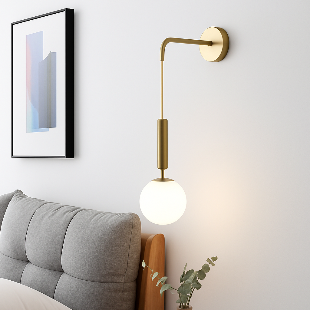 Velentia | Minimalist Frosted Sphere Nordic Glass Wall Light