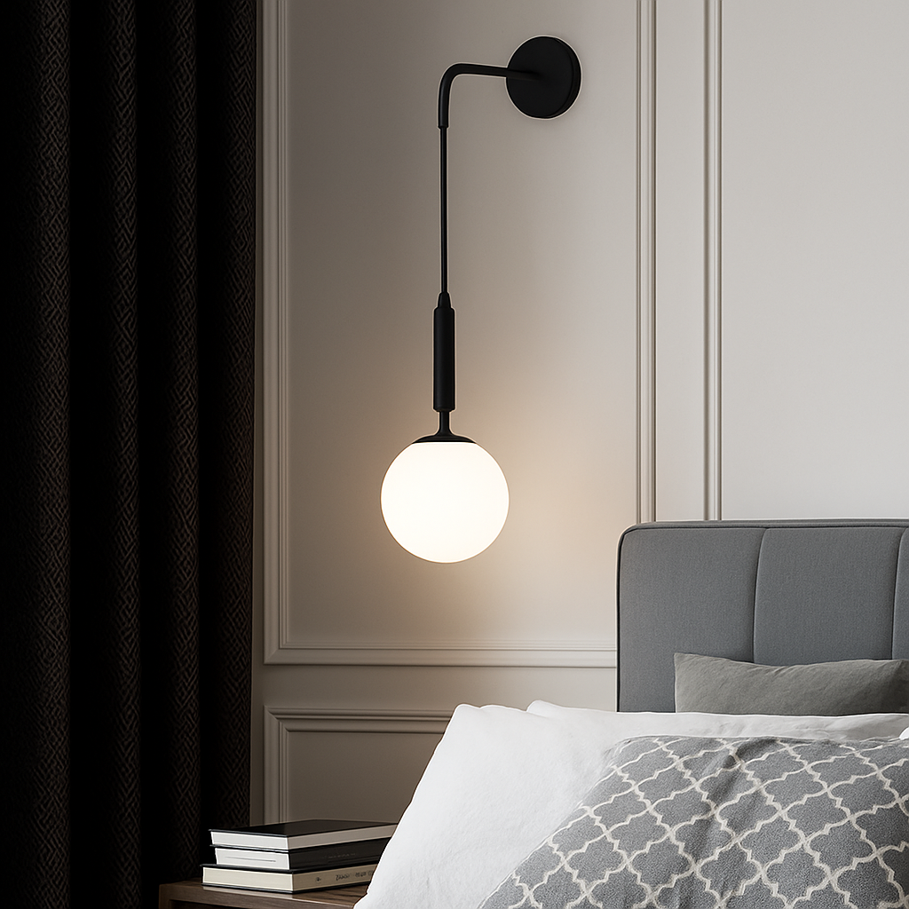 Velentia | Minimalist Frosted Sphere Nordic Glass Wall Light