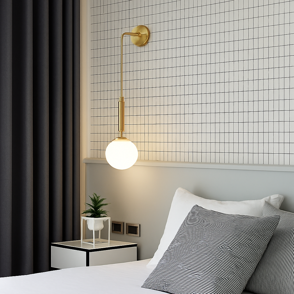 Velentia | Minimalist Frosted Sphere Nordic Glass Wall Light