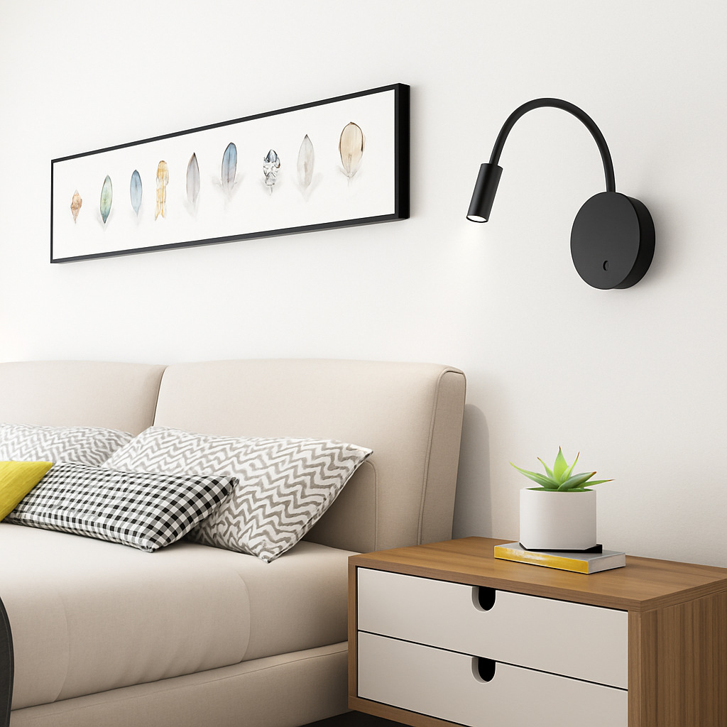 Delvoryn | Minimalist Adjustable Gooseneck Reading Wall Light