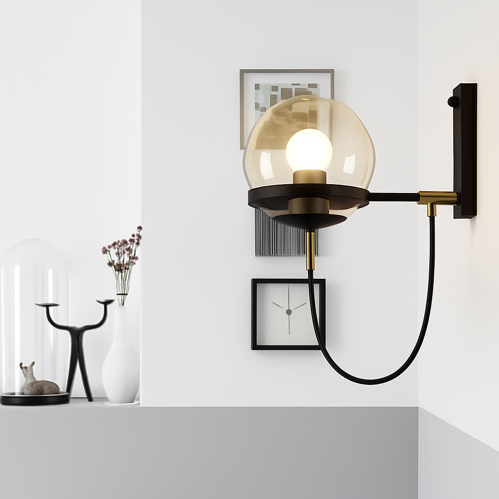 Solyndra | Modern Metal And Glass Globe Minimalist Wall Light