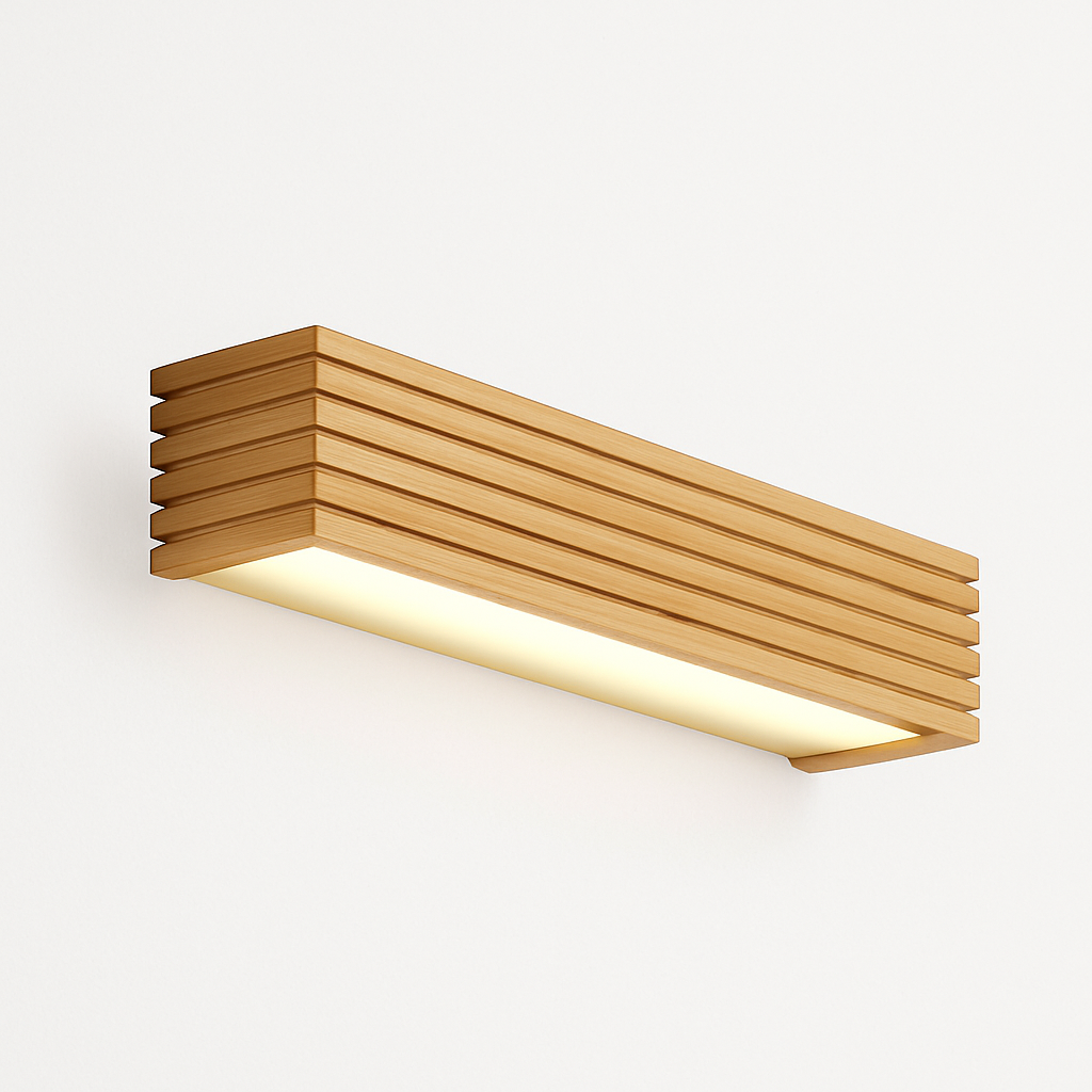 Verqyra | Rectangular Carved Wood Modern Wall Light Fixture