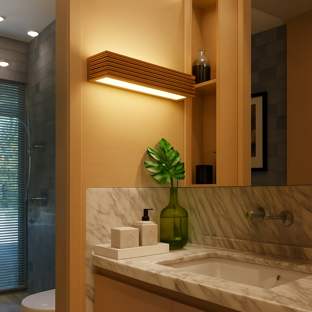 Verqyra | Rectangular Carved Wood Modern Wall Light Fixture