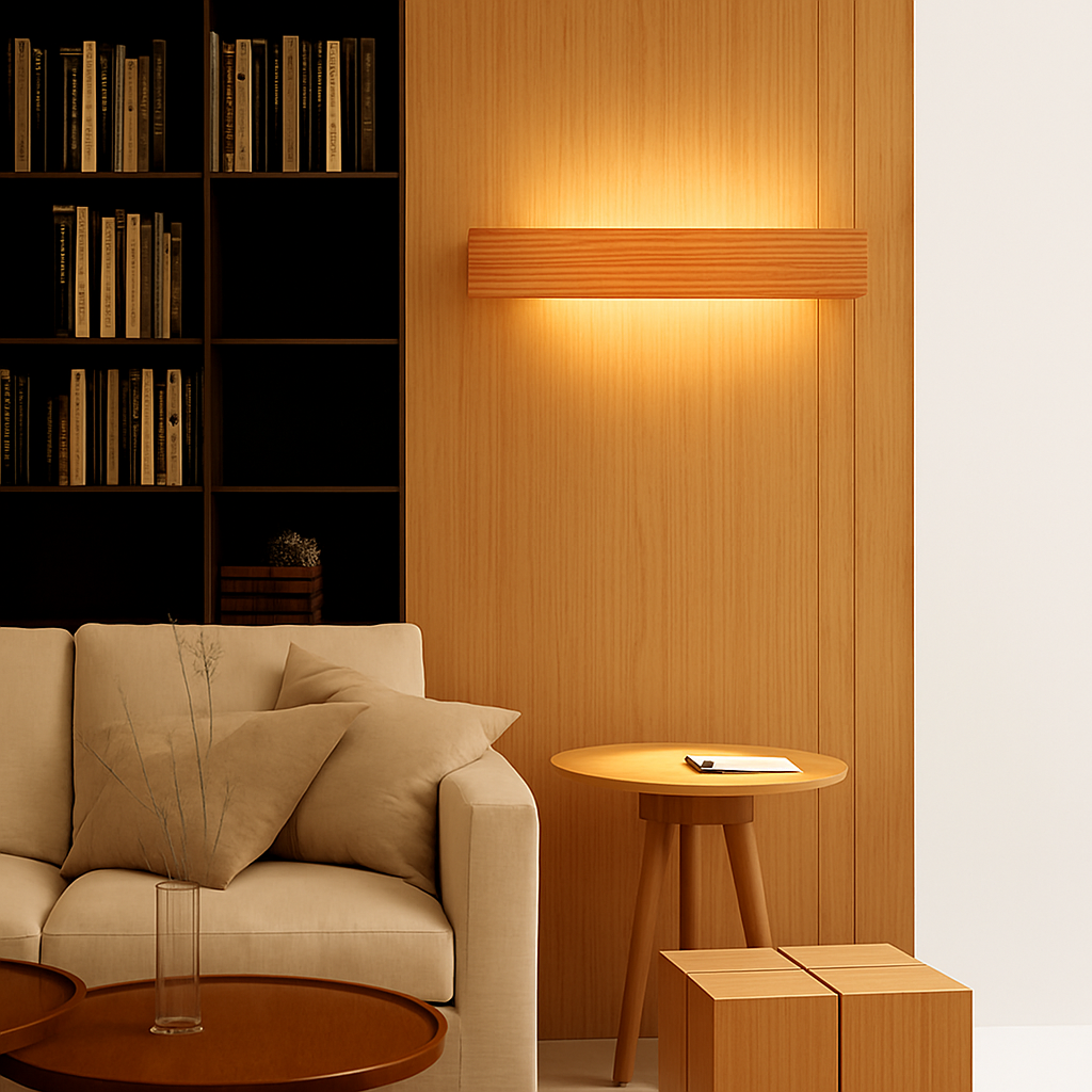 Verqyra | Rectangular Carved Wood Modern Wall Light Fixture