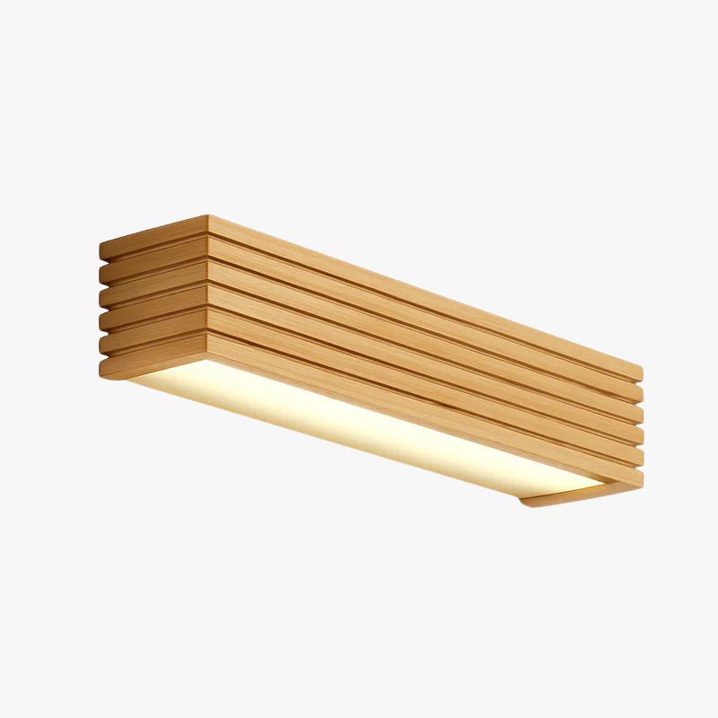 Verqyra | Rectangular Carved Wood Modern Wall Light Fixture