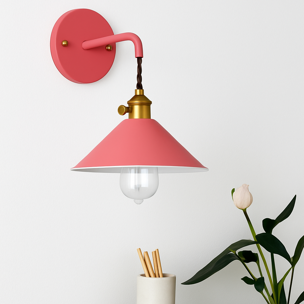 Velmory | Vintage Painted Metal Downward Shade Modern Wall Light
