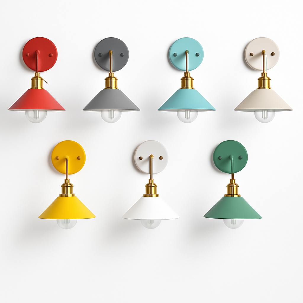Velmory | Vintage Painted Metal Downward Shade Modern Wall Light