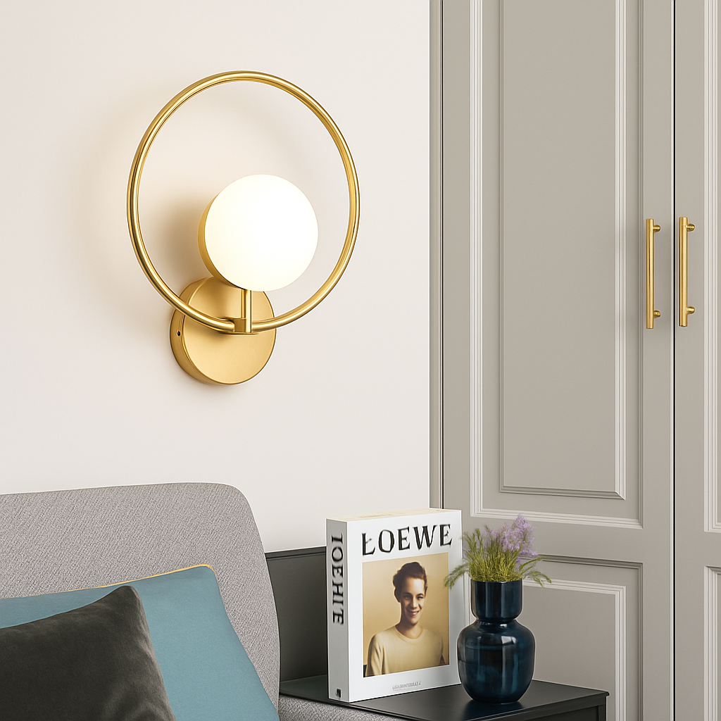 Belmontis | Geometric Plated Disc Mounted Sconce Wall Light