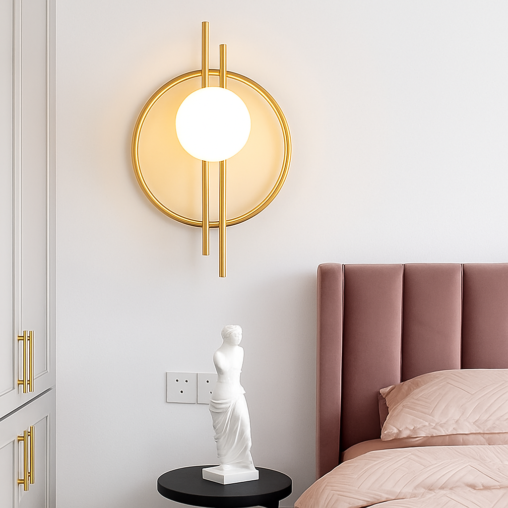 Belmontis | Geometric Plated Disc Mounted Sconce Wall Light