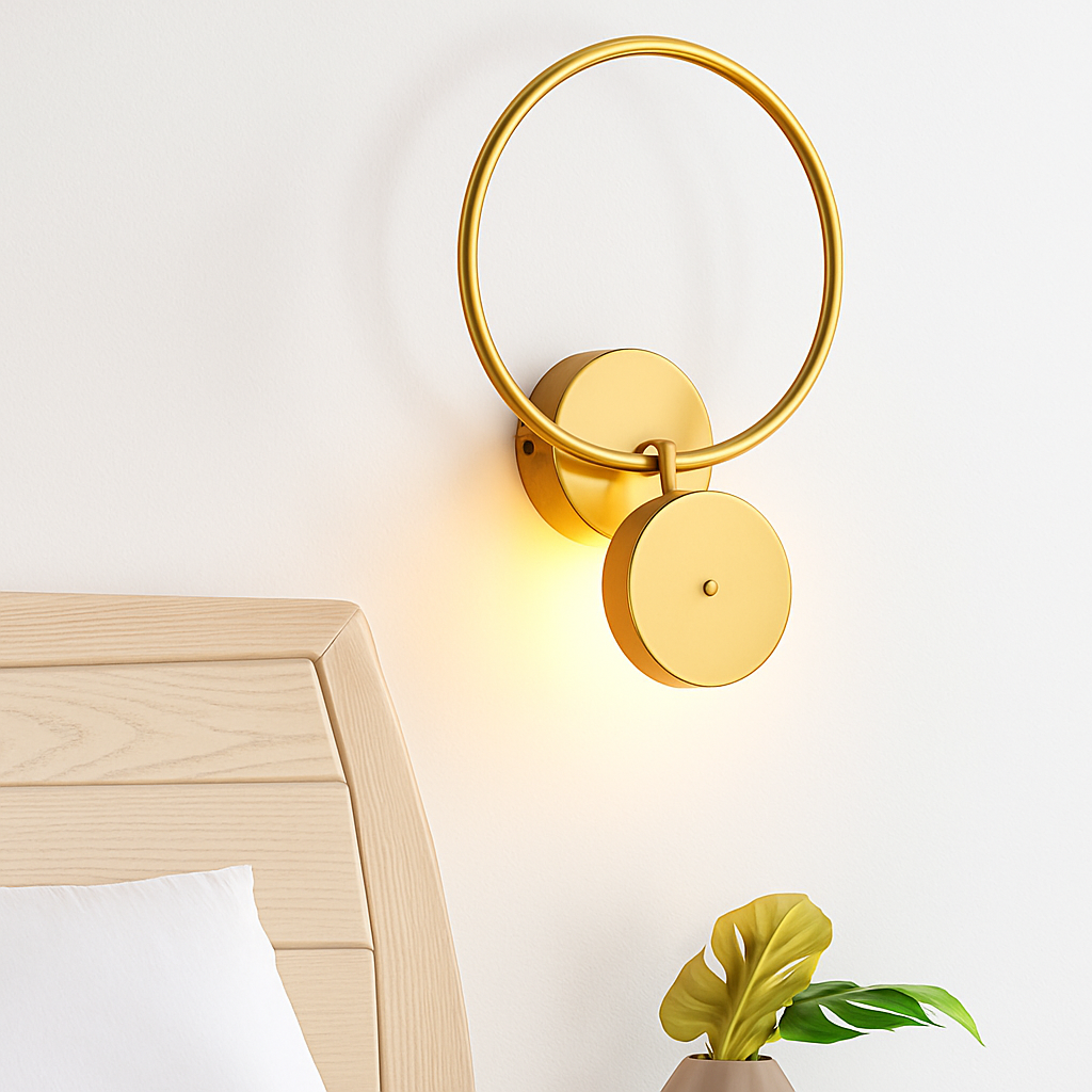 Belmontis | Geometric Plated Disc Mounted Sconce Wall Light
