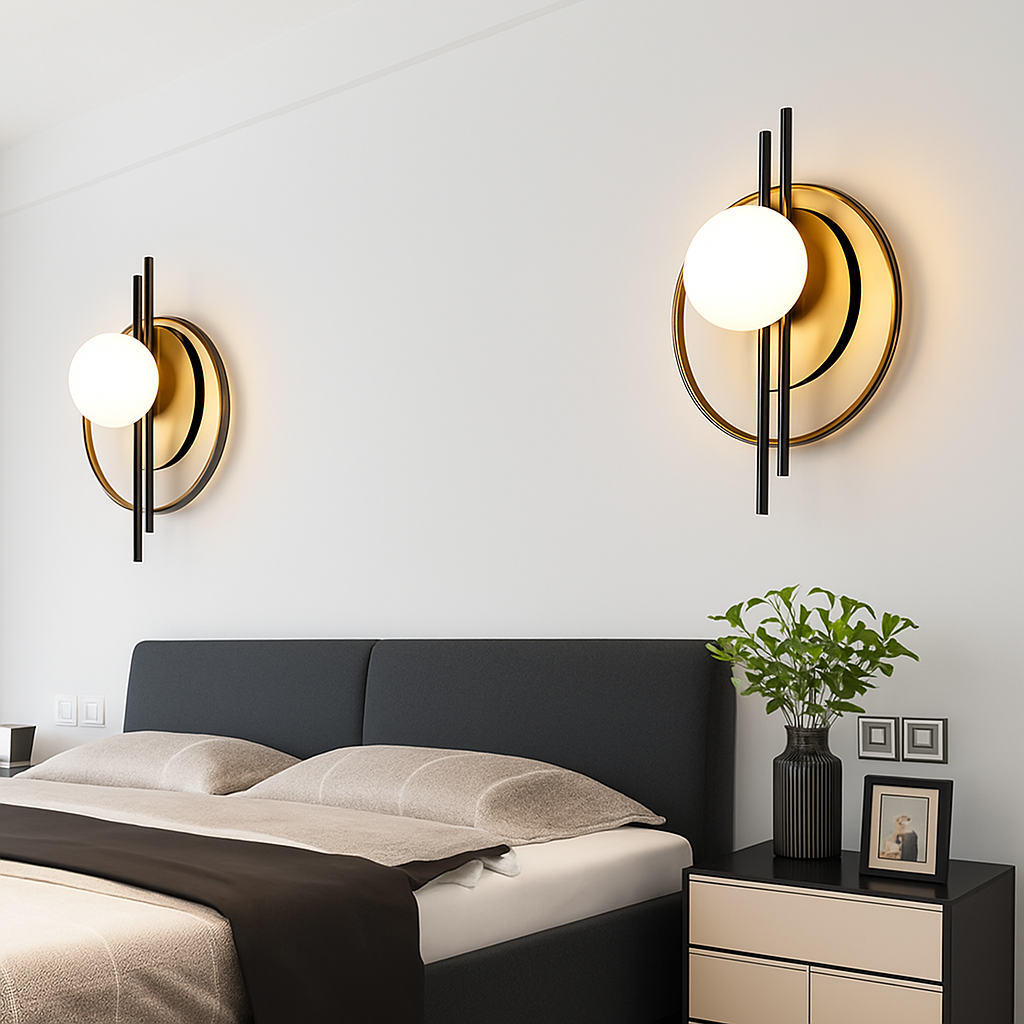 Belmontis | Geometric Plated Disc Mounted Sconce Wall Light