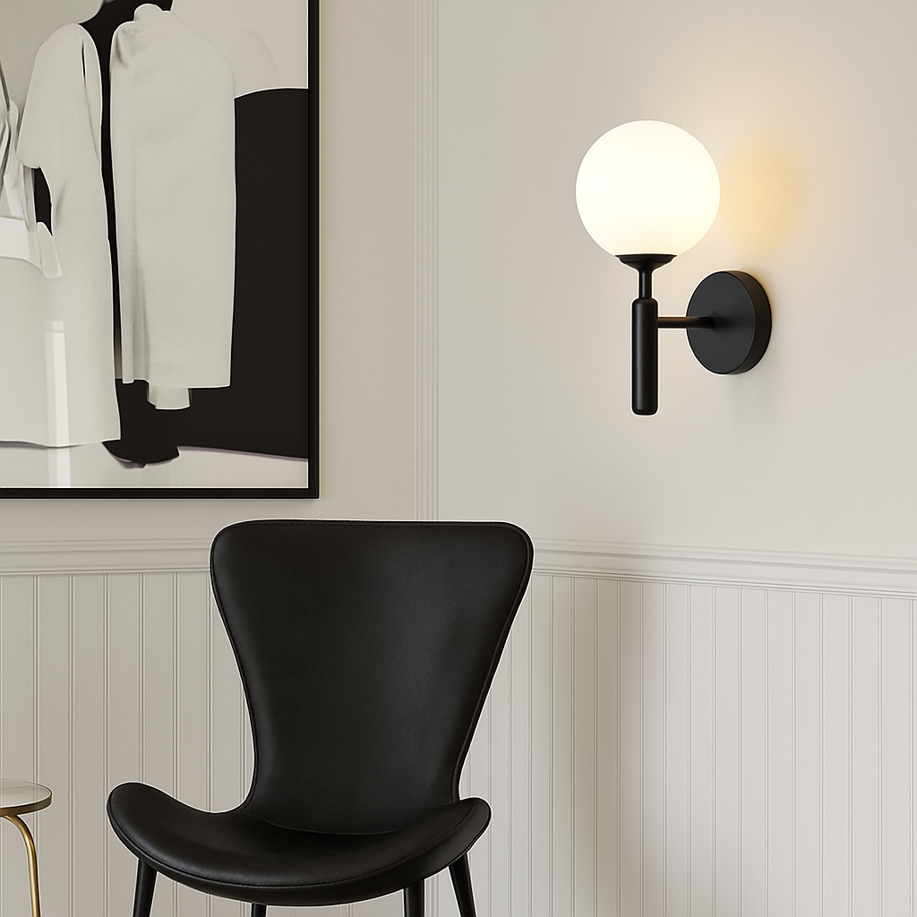 Belgracia | Geometric Orb Transparent Shade Plated Iron Wall Light