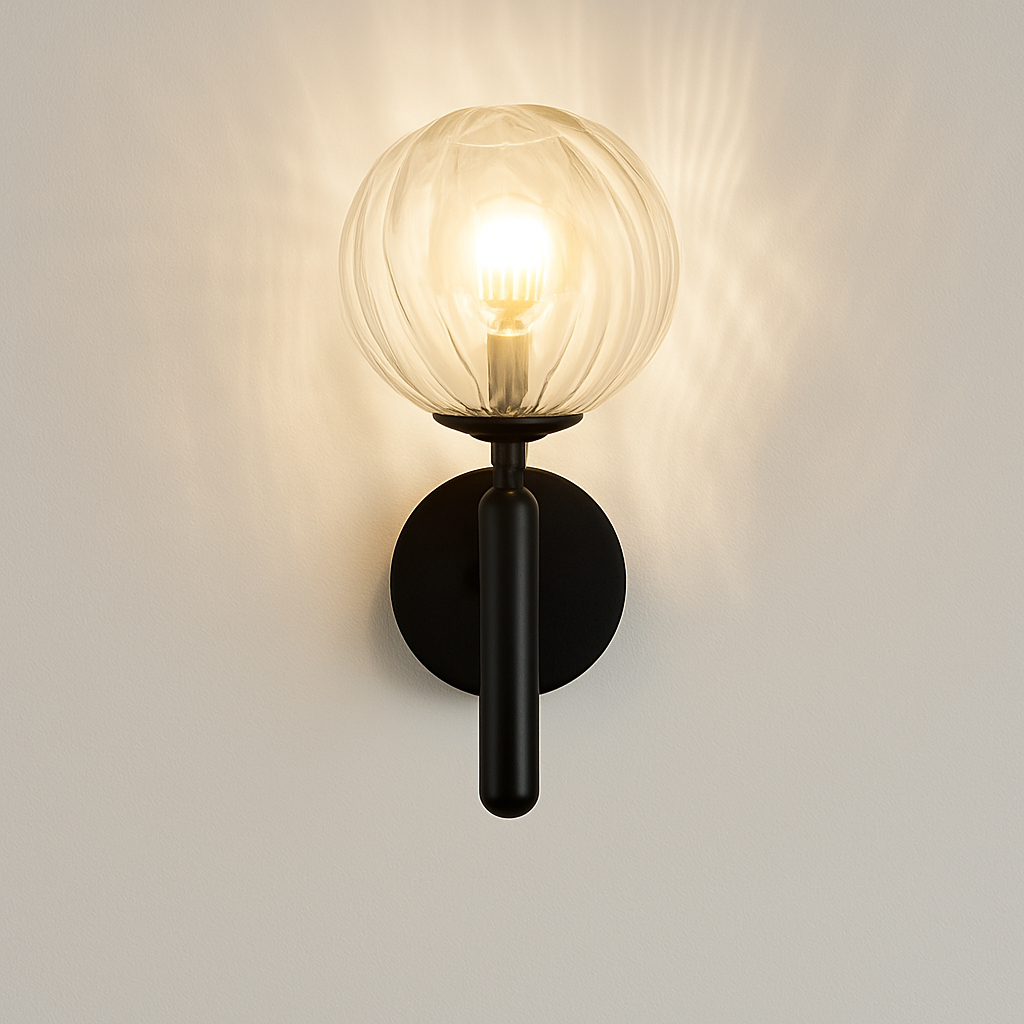 Belgracia | Geometric Orb Transparent Shade Plated Iron Wall Light