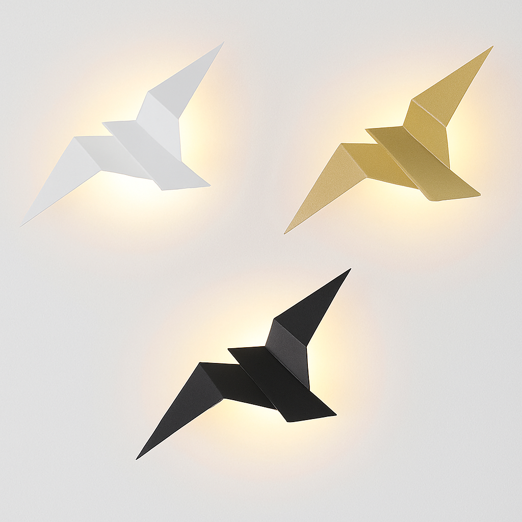 Zeyvori | Elegant Origami Bird Sculptural Metal Wall Light