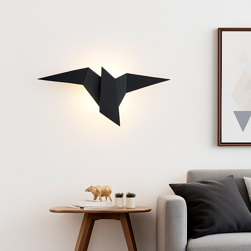 Zeyvori | Elegant Origami Bird Sculptural Metal Wall Light