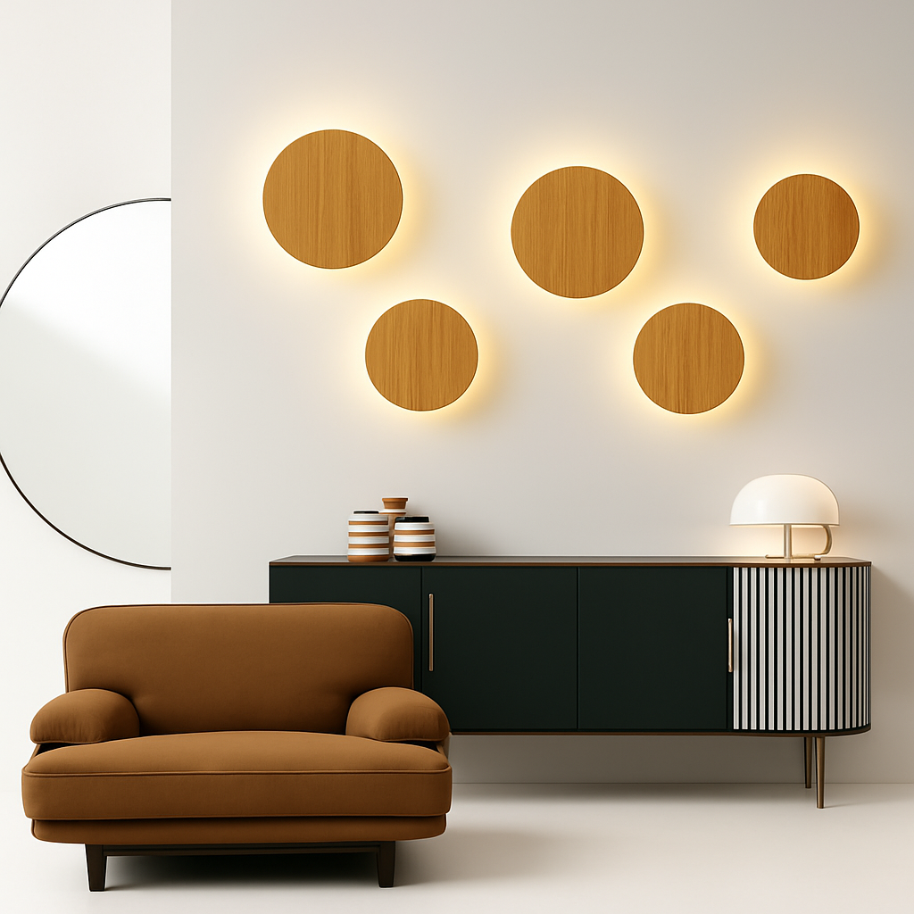 Velithen | Scandinavian Oval Wood Up Down Glass Wall Light