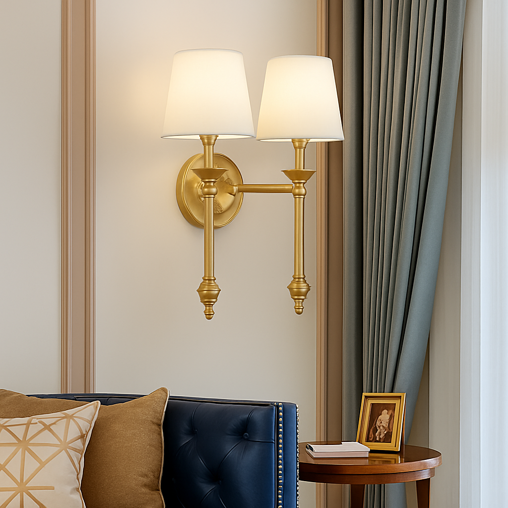 Kelmscott | Contemporary Fluted Metal Wall Light with Fabric Shade