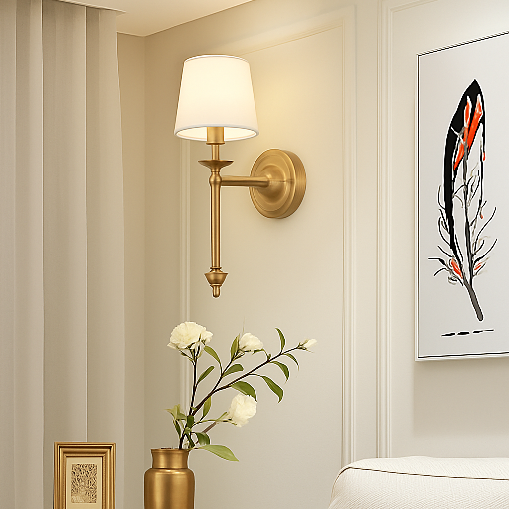 Kelmscott | Contemporary Fluted Metal Wall Light with Fabric Shade