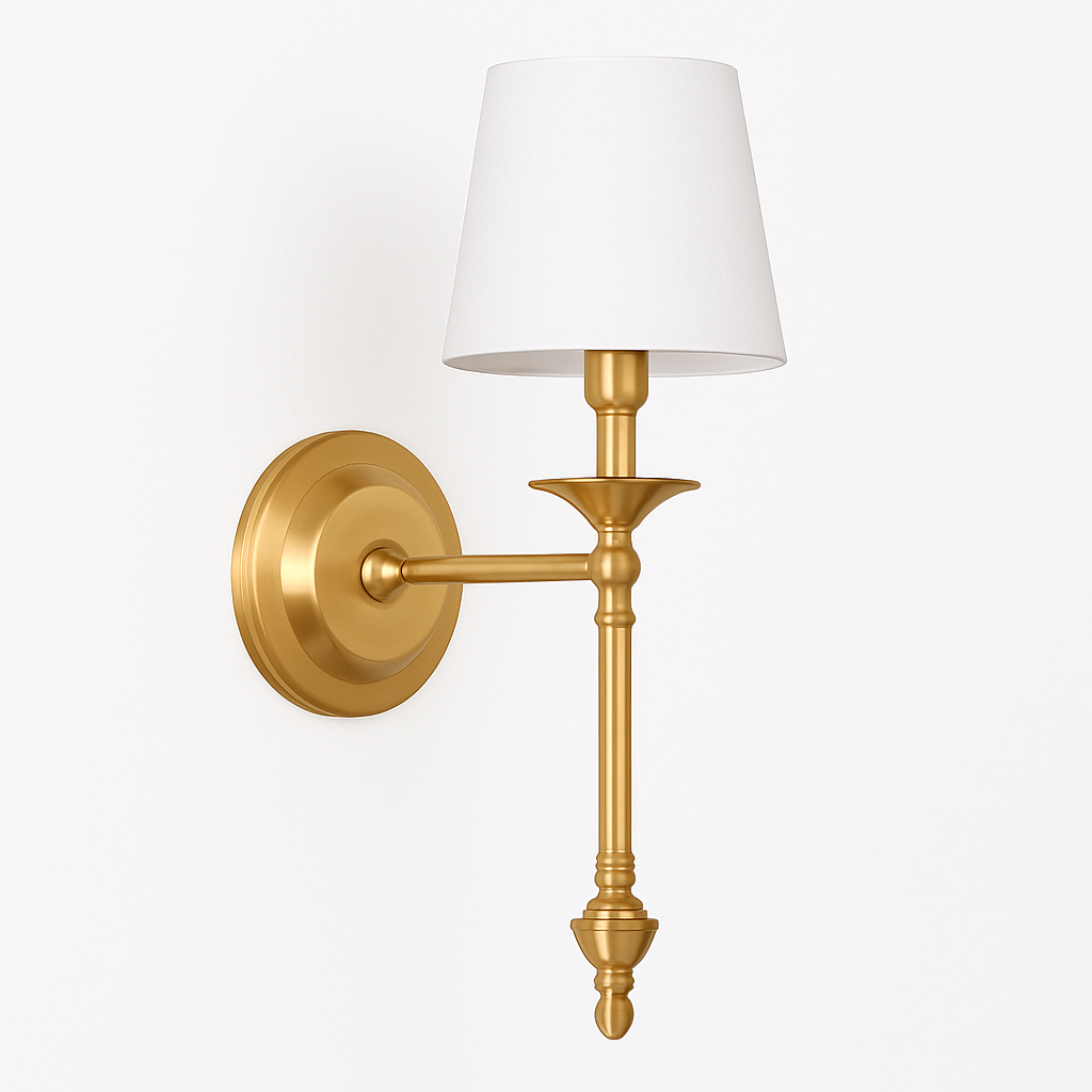 Kelmscott | Contemporary Fluted Metal Wall Light with Fabric Shade