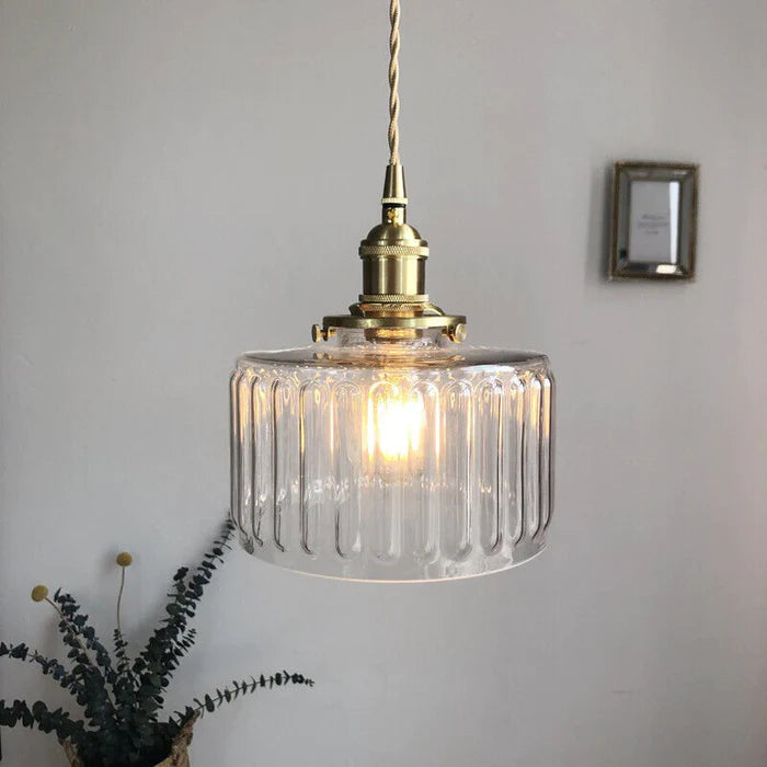 Viridis | Retro Textured Glass Cylinder Pendant Light