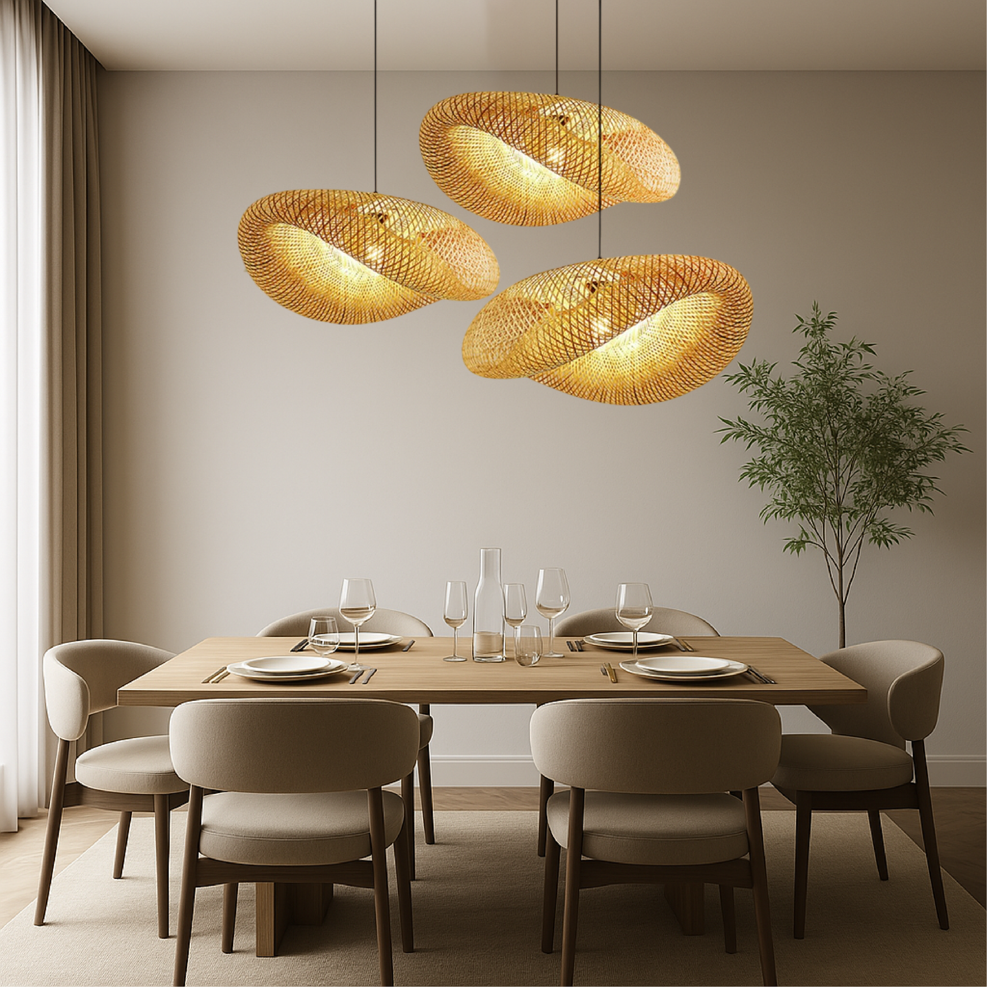 Nativa | Scandinavian Woven Bamboo Pendant Light