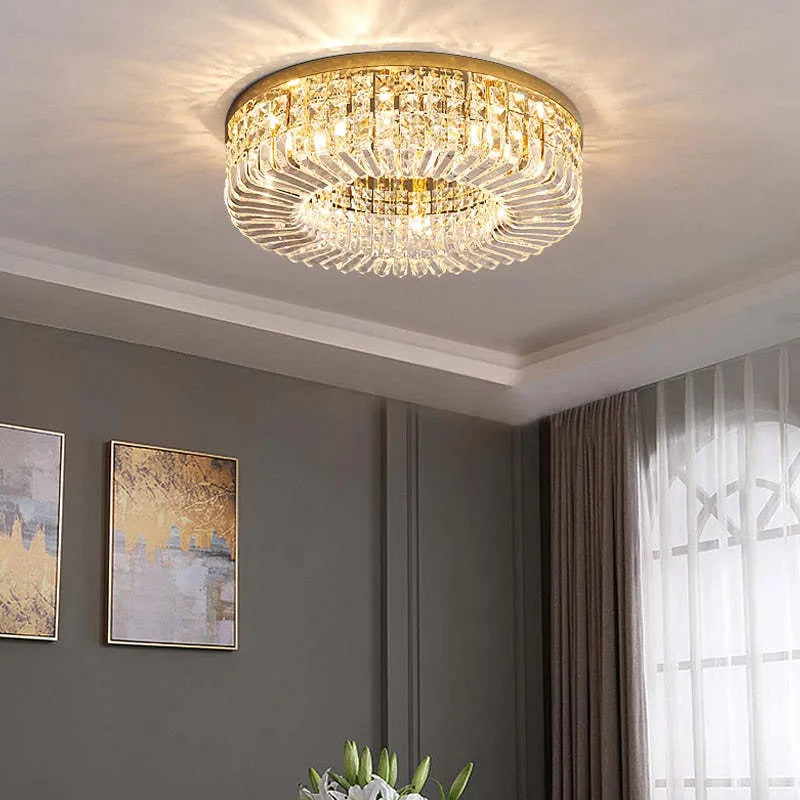 Elisse | Radiant Geometric Crystal Bloom Flush Mount Ceiling Light