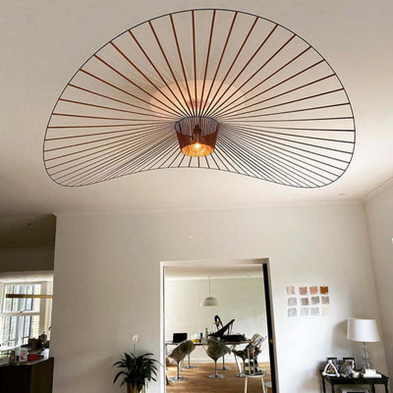 Velnari | Sculptural Wave Metal and Petal Fabric Pendant Light