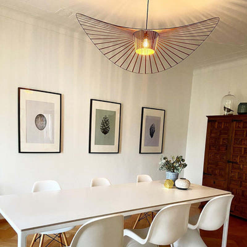 Velnari | Sculptural Wave Metal and Petal Fabric Pendant Light