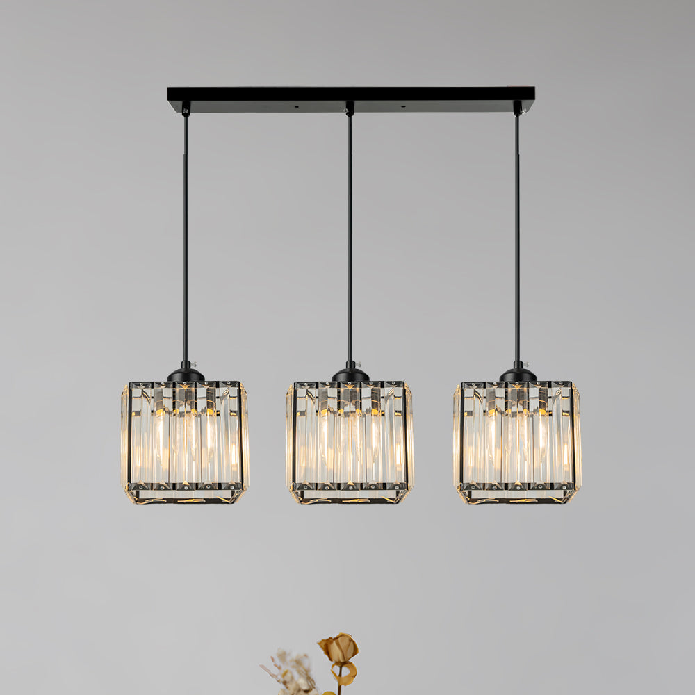 Cubica | Contemporary Multi-Light Metal And Crystal Prism Pendant Light