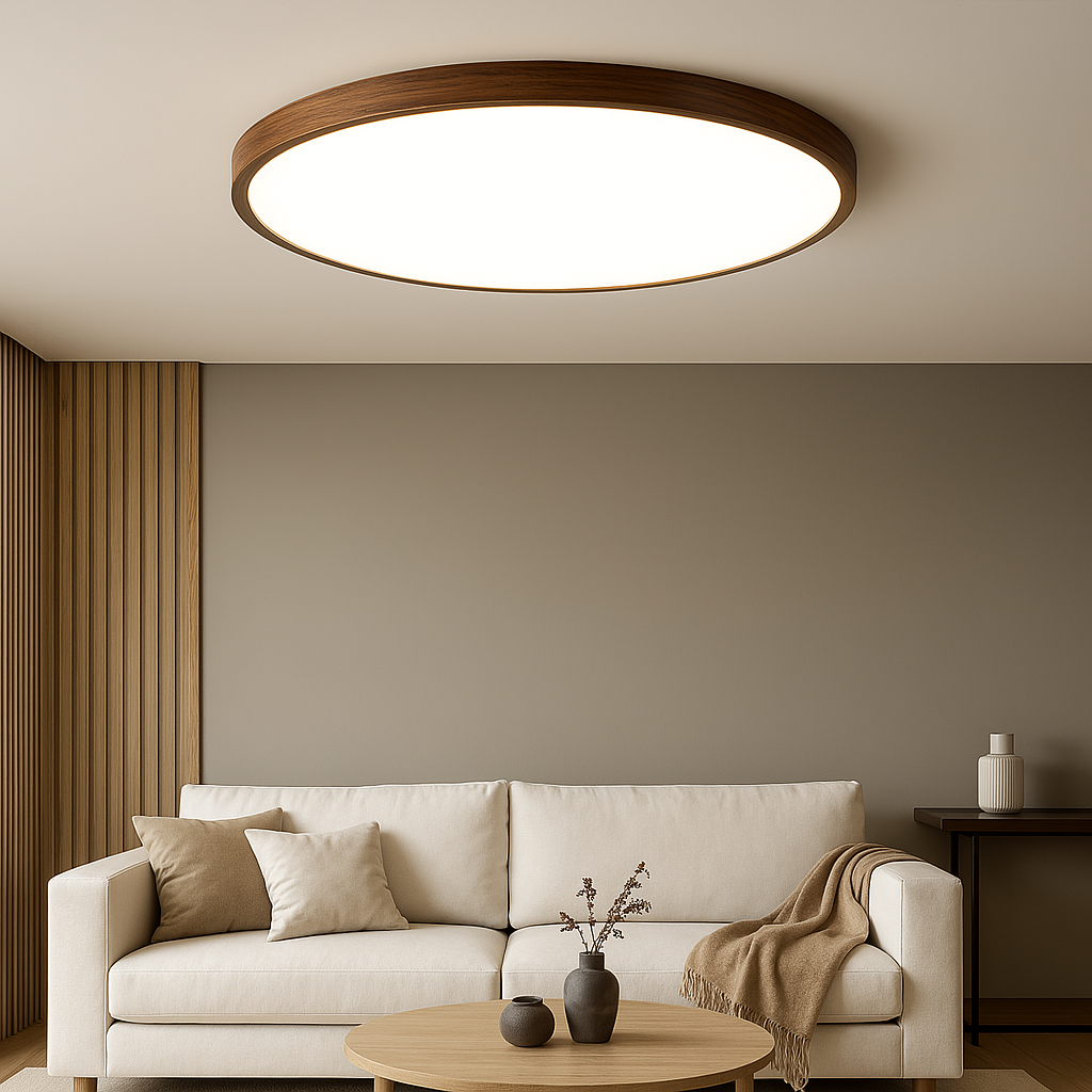 Silva | Minimalist Nordic Dark Wood Accent Round Ceiling Light