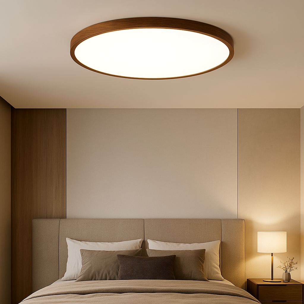 Silva | Minimalist Nordic Dark Wood Accent Round Ceiling Light