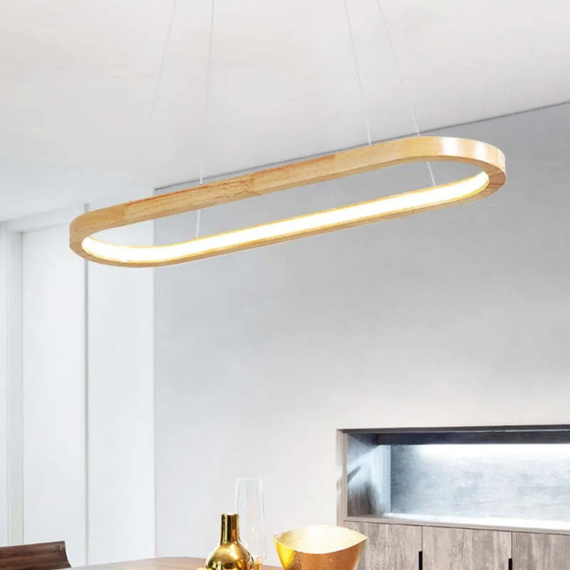 Luvia | Nordic Minimalist Oval Timber Pendant Light
