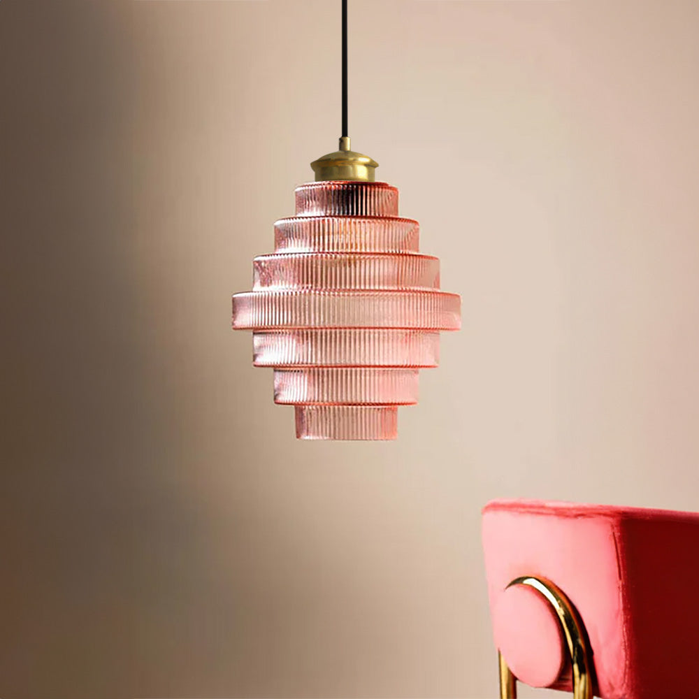 Auris | Antique Layered Ribbed Glass Pendant Light