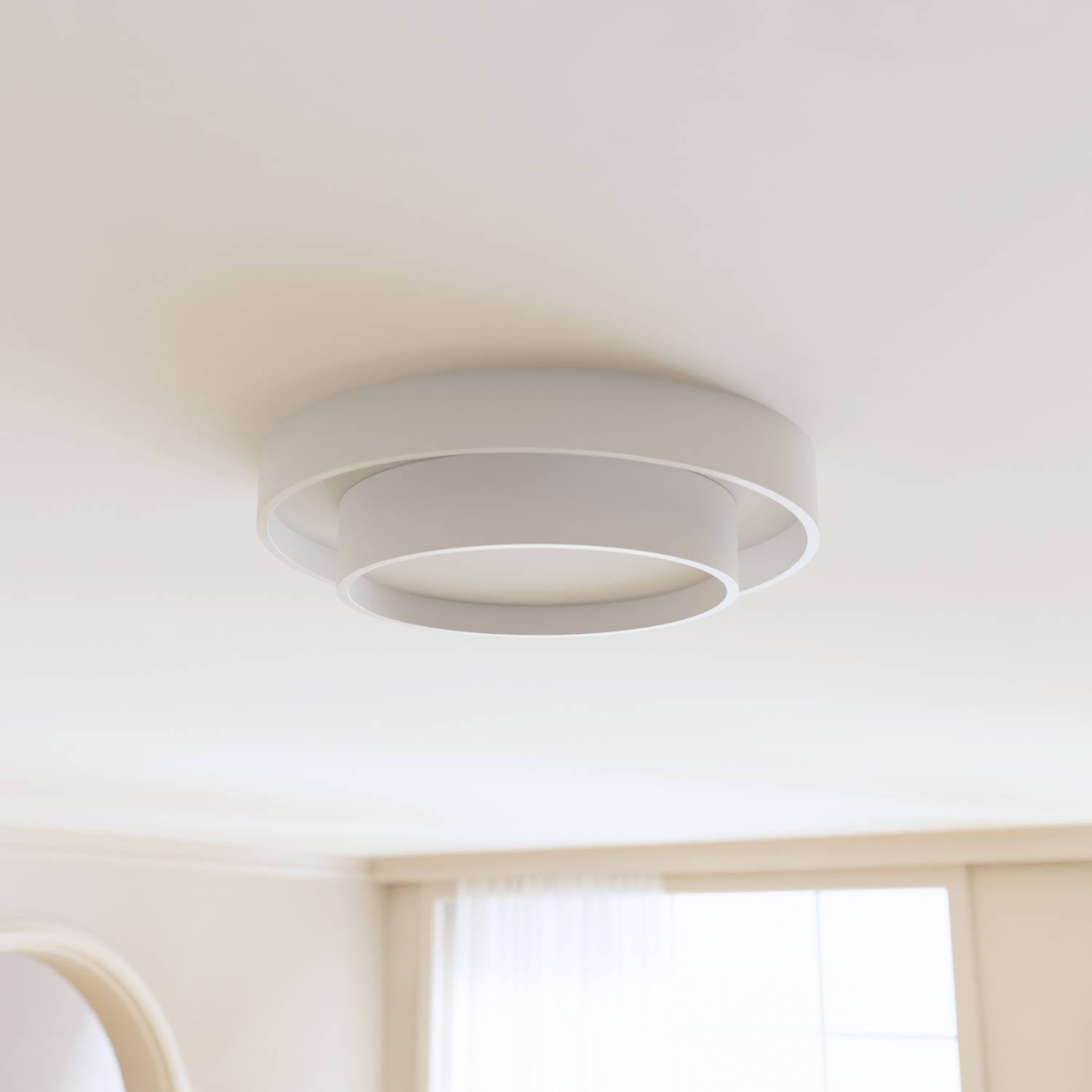 Lunara | White Sculptural Round Flush Mount Ceiling Light