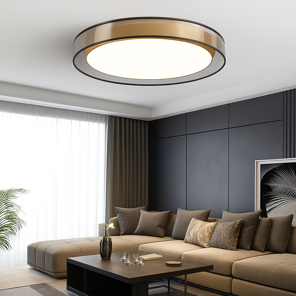 Kymbelar | Geometric Profile Plated Iron Scandi Flush Mount Ceiling Light