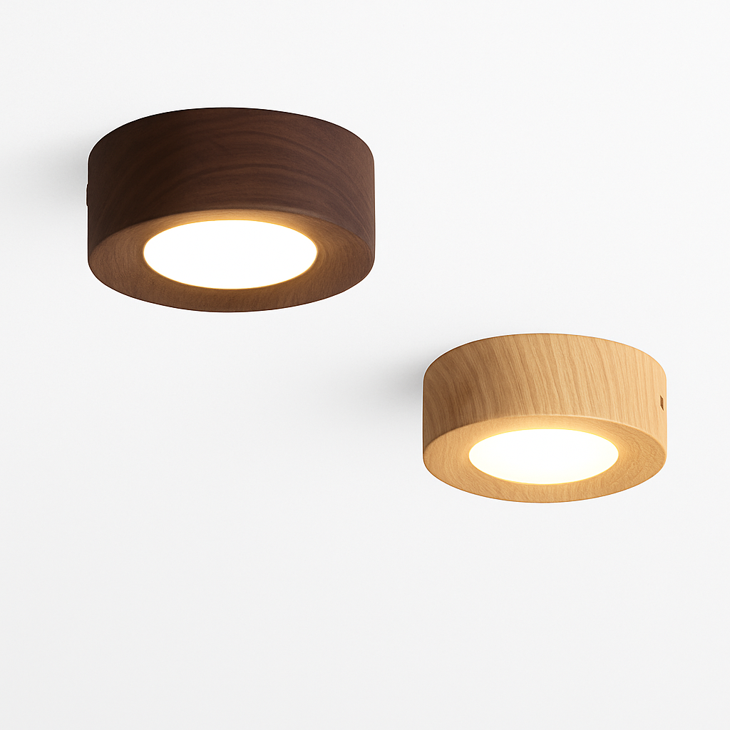 Vantorra | Minimalist Carved Wood Flush Mount Ceiling Light