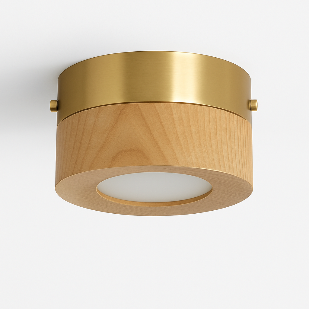 Vantorra | Minimalist Carved Wood Flush Mount Ceiling Light