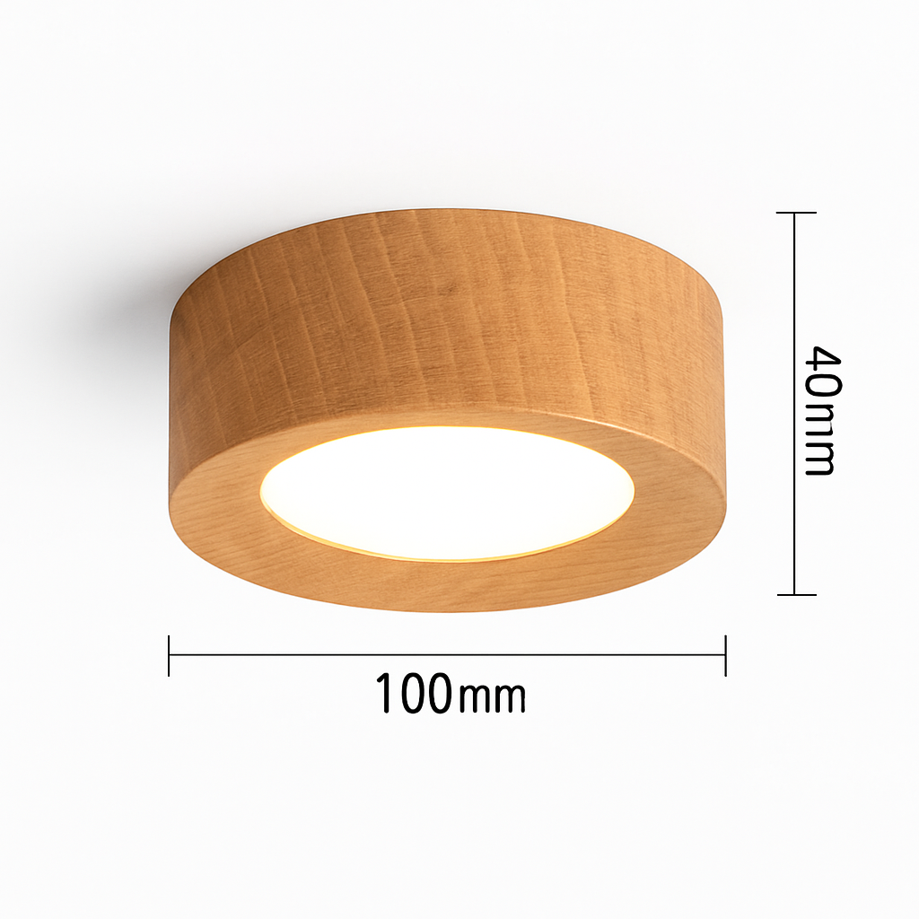 Vantorra | Minimalist Carved Wood Flush Mount Ceiling Light