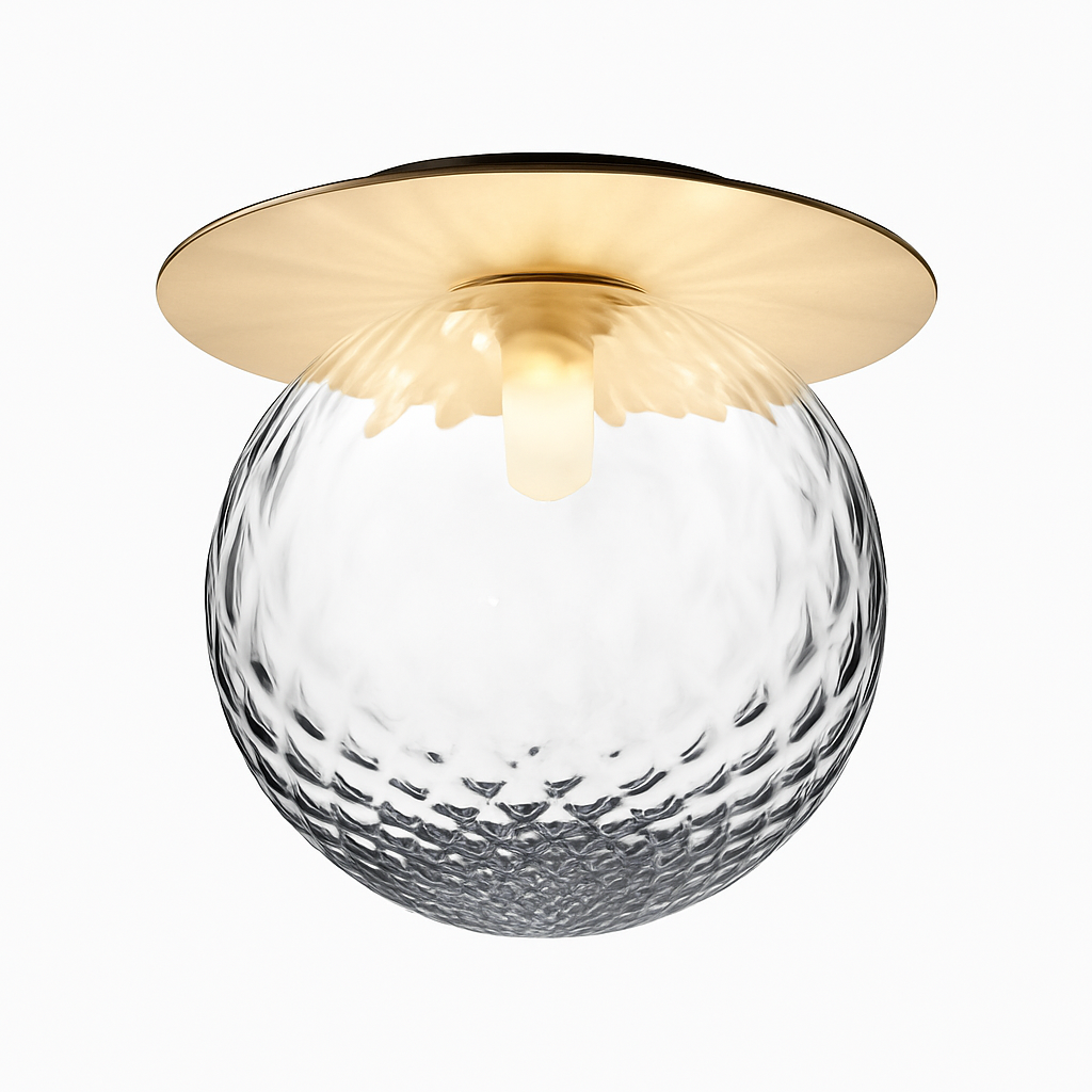 Velindra | Modern Round Glass Globe Flush Mount Ceiling Light
