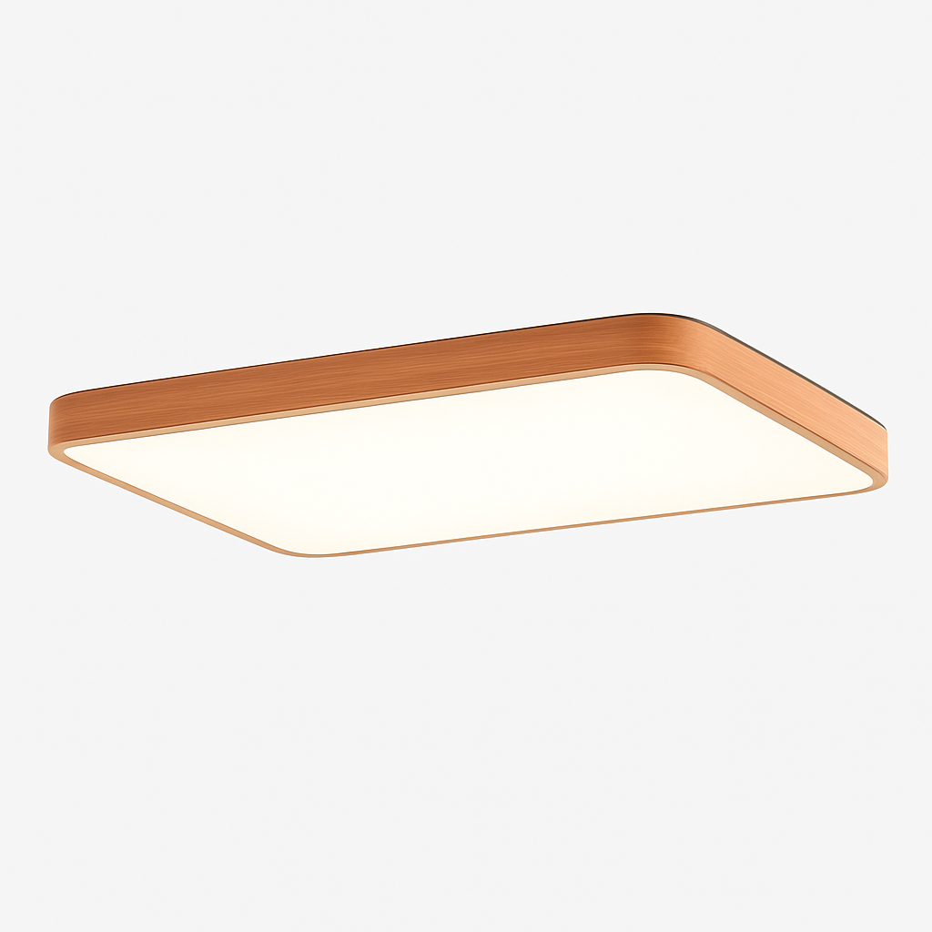 Velanys | Modern Rectangular Wood LED Flush Mount Ceiling Light