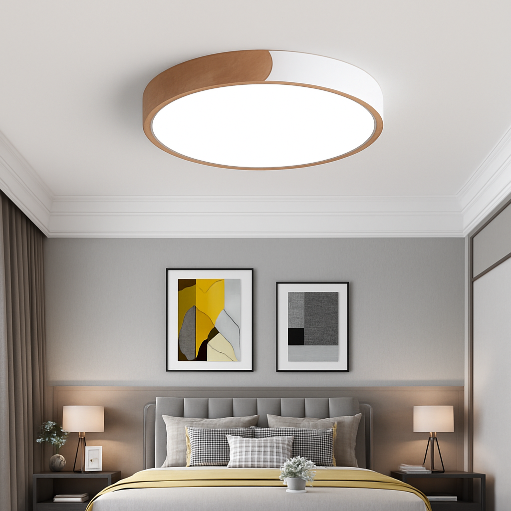 Velisca | Modern Round Wood Flush Mount Ceiling Light