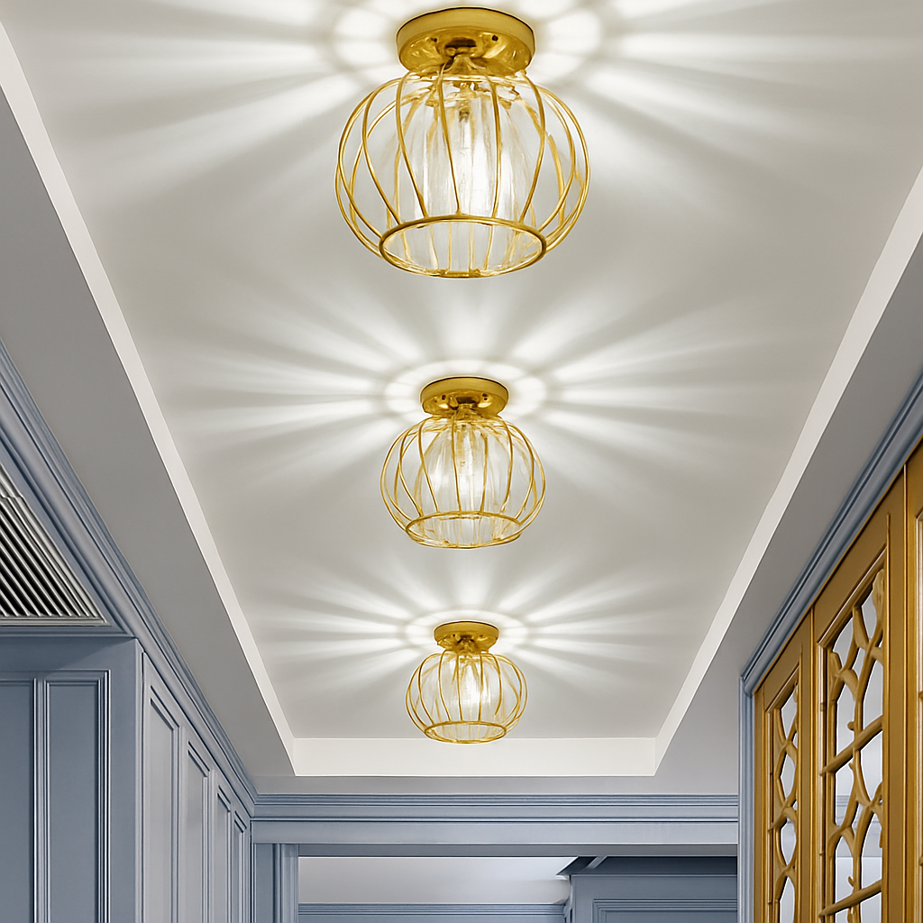 Skandori | Architectural Curved Cage Silhouette Ceiling Light