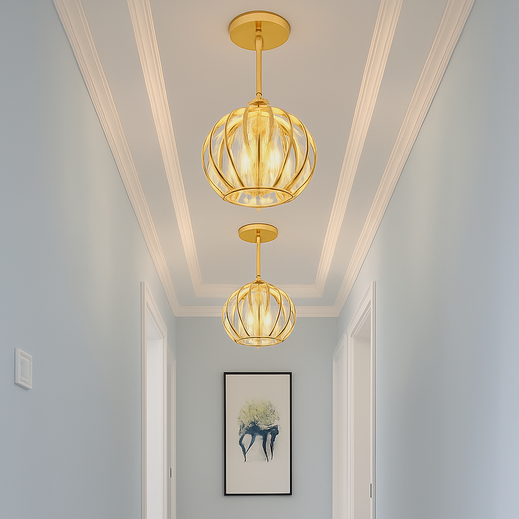 Skandori | Architectural Curved Cage Silhouette Ceiling Light