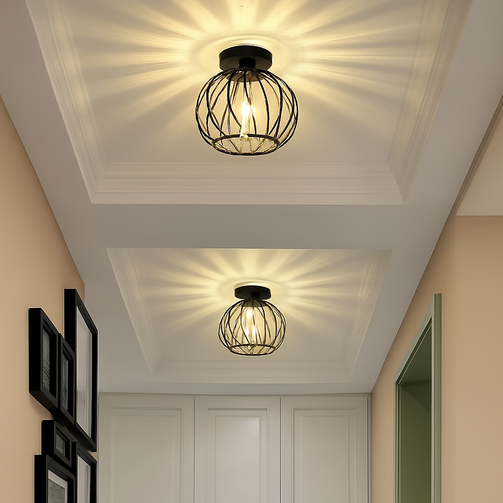 Skandori | Architectural Curved Cage Silhouette Ceiling Light