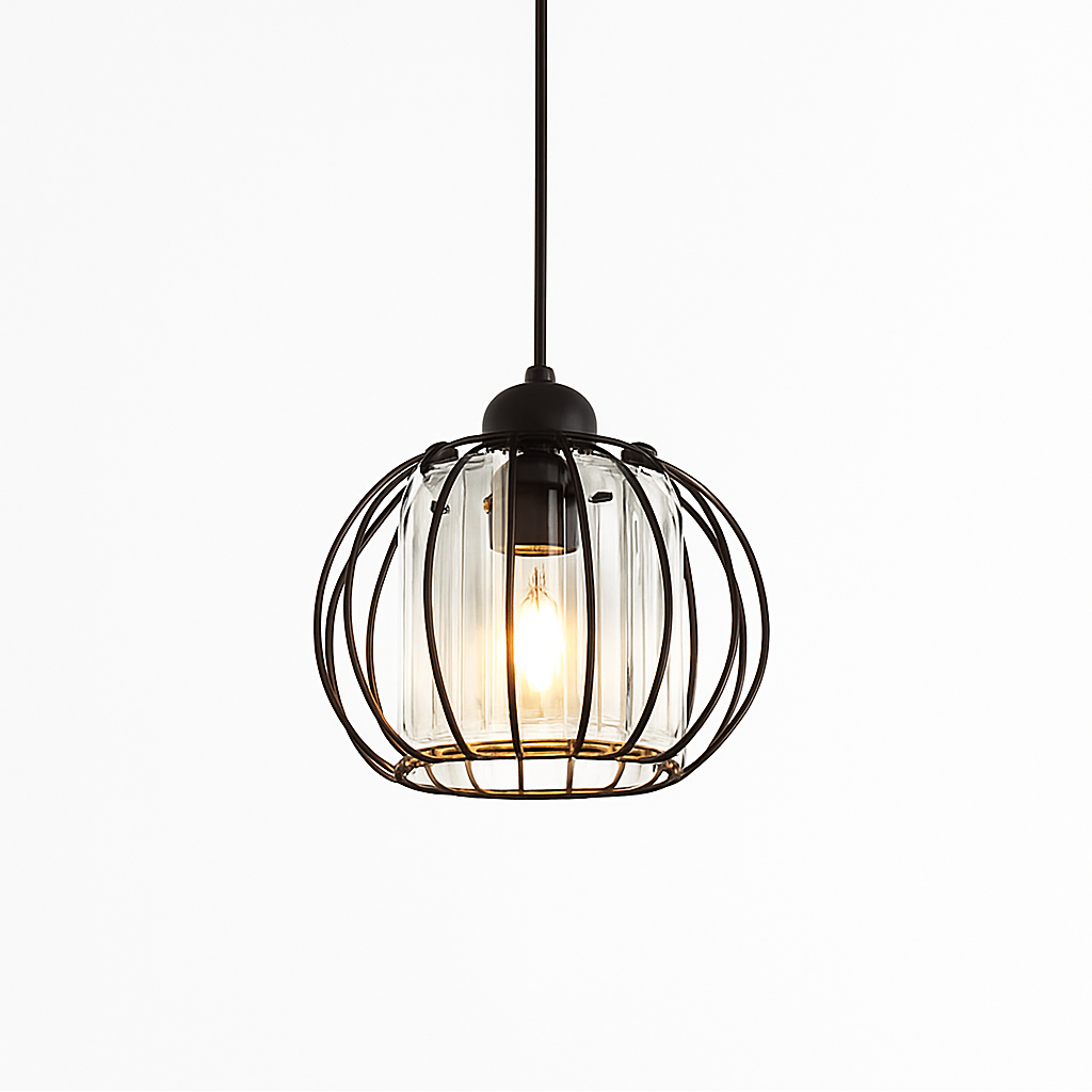 Skandori | Architectural Curved Cage Silhouette Ceiling Light