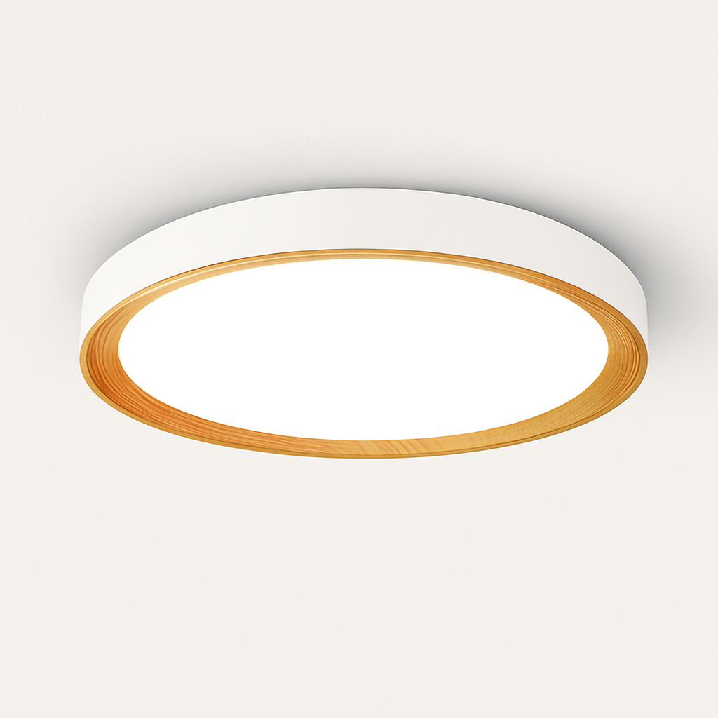 Trellion | Nordic Circular Wood Grain Style Flush Mount Ceiling Light