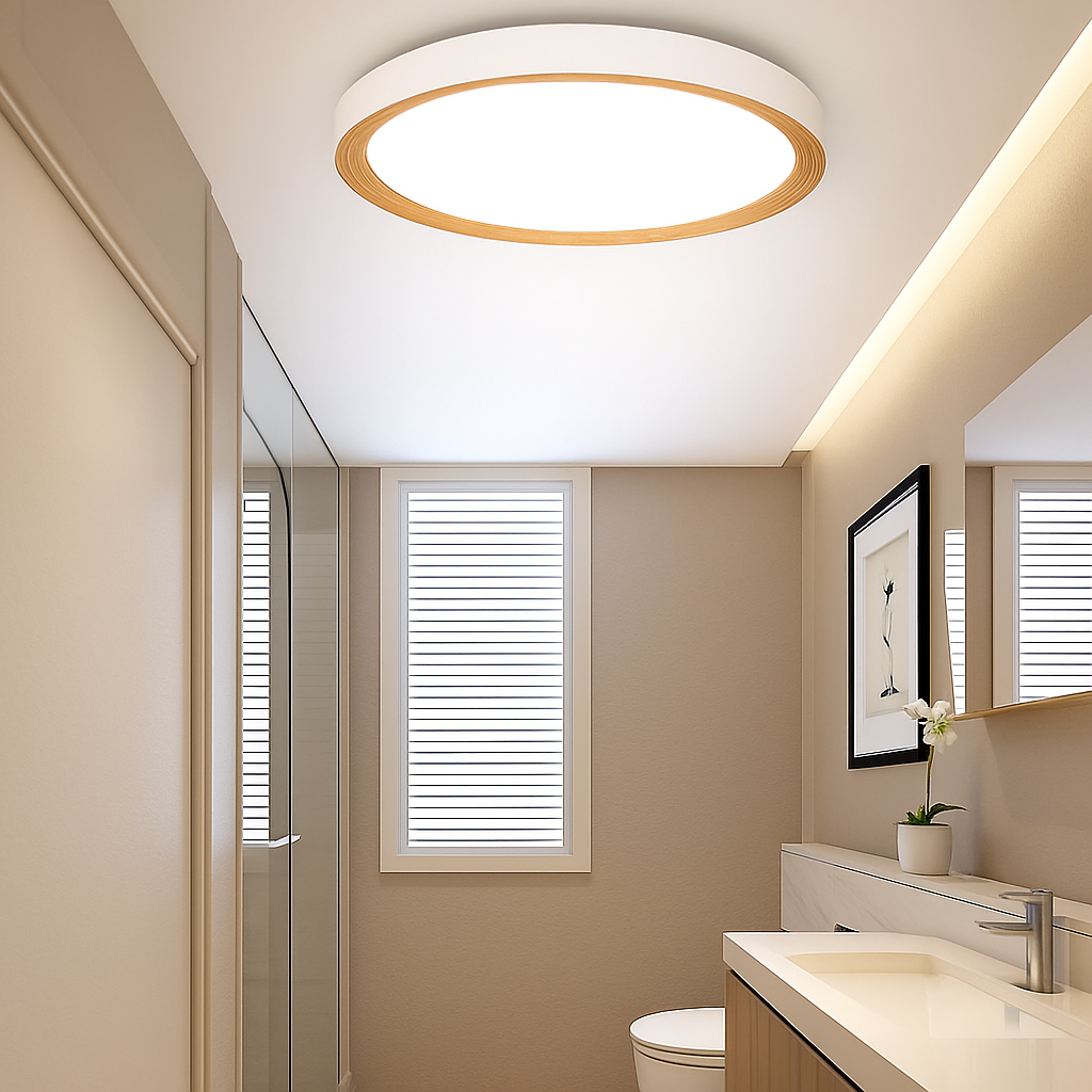 Trellion | Nordic Circular Wood Grain Style Flush Mount Ceiling Light