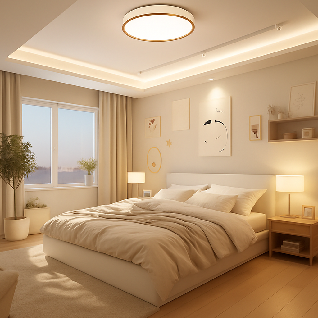 Trellion | Nordic Circular Wood Grain Style Flush Mount Ceiling Light