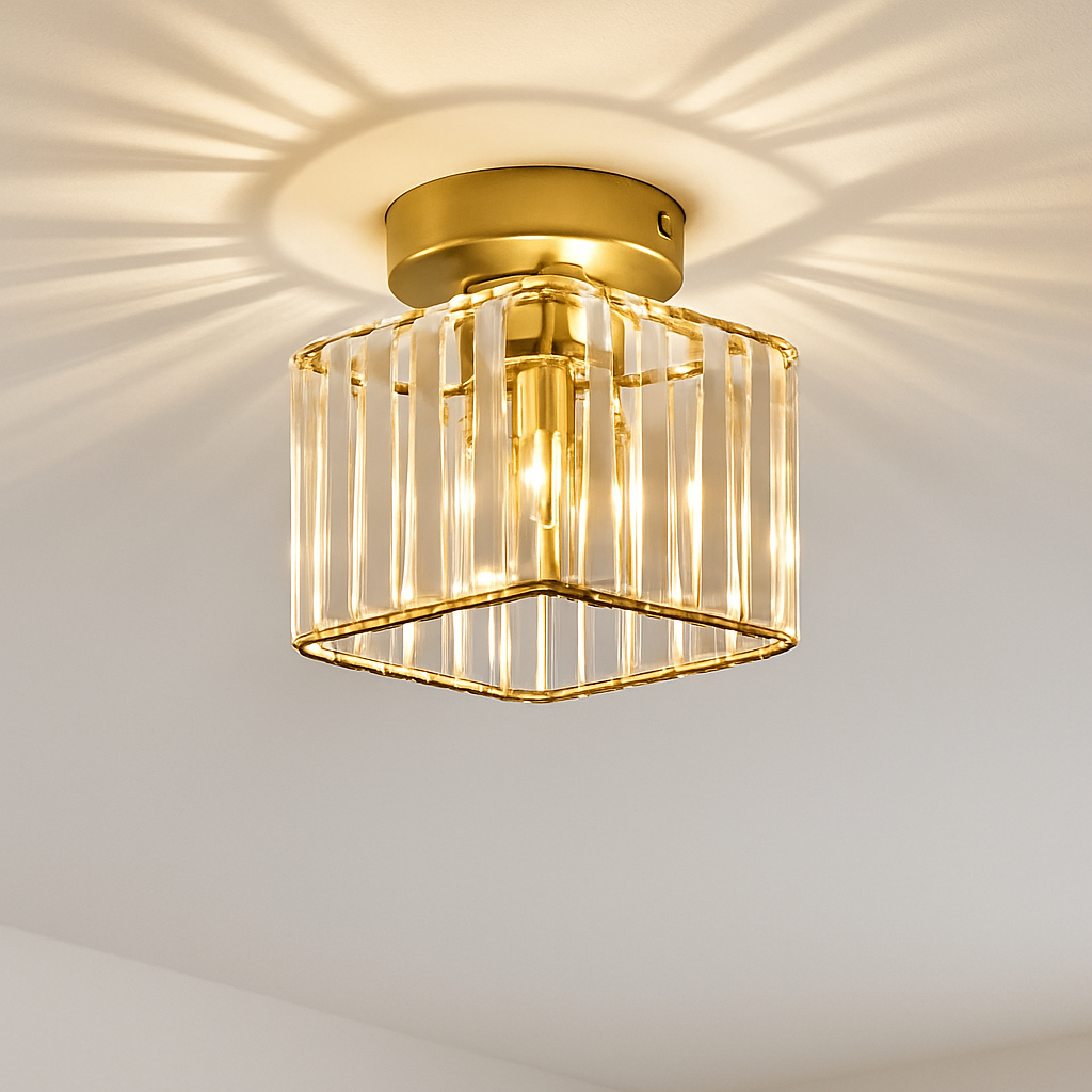 Velvique | Geometric Crystal Glass Flush Mount Ceiling Light Fixture